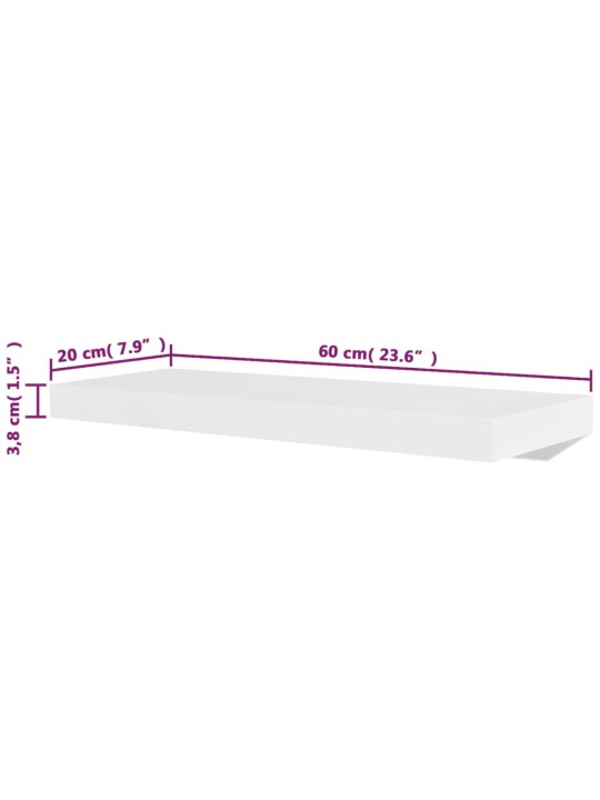 Sienas plaukti, 4 gab., balti, 60 cm
