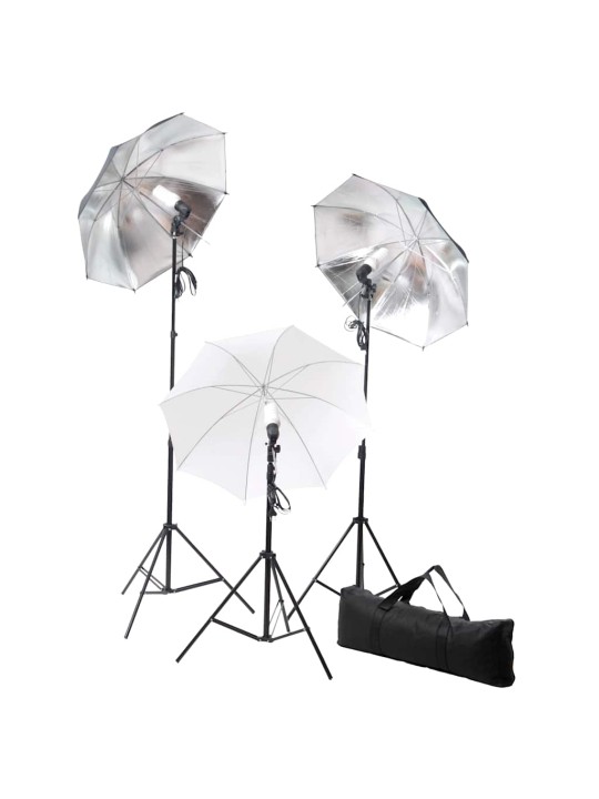 Fotostudijas apgaismojums, 24 vati, trijkāji un lietussargi