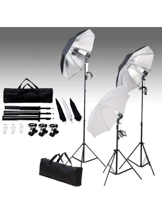 Fotostudijas apgaismojums, 24 vati, trijkāji un lietussargi