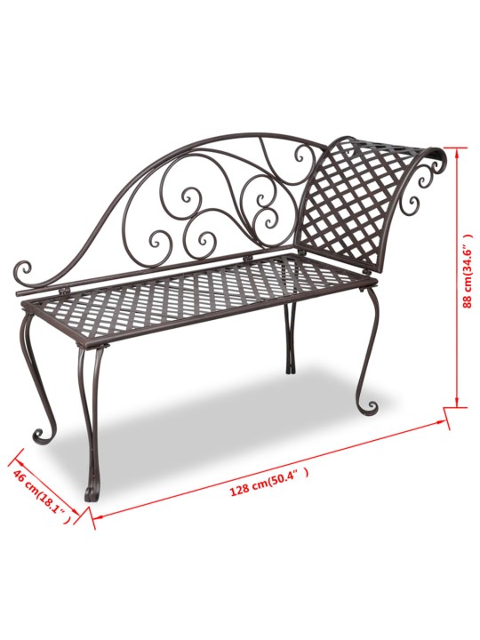 Dārza guļamkrēsls, 128 cm, tērauds, antīki brūns