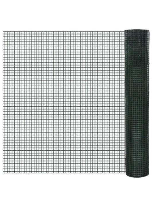 Stiepļu žogs, cinkots, ar pvc pārklājumu, 25x1 m, zaļš