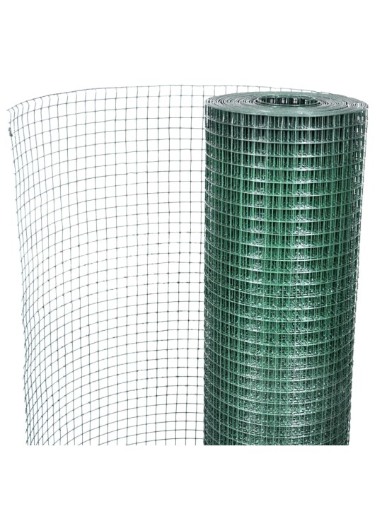 Stiepļu žogs, cinkots, ar pvc pārklājumu, 25x1 m, zaļš