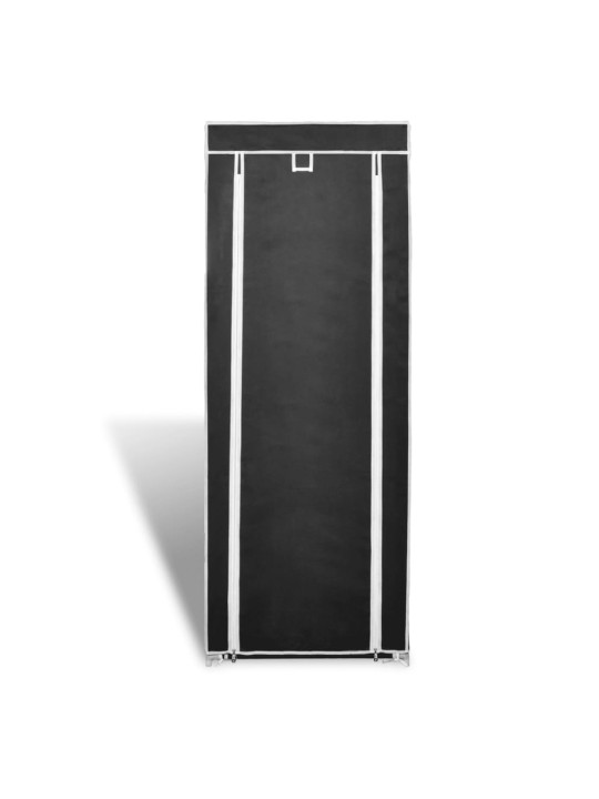 Auduma apavu plaukts ar aizdari 57 x 29 x 162 cm melns