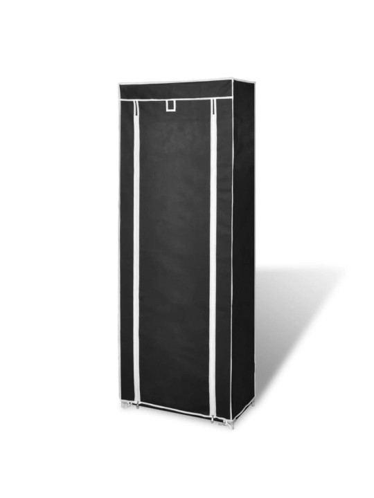 Auduma apavu plaukts ar aizdari 57 x 29 x 162 cm melns