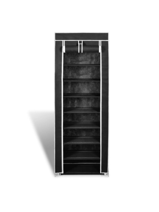 Auduma apavu plaukts ar aizdari 57 x 29 x 162 cm melns