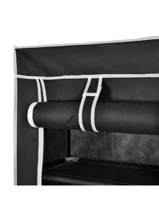 Auduma apavu plaukts ar aizdari 57 x 29 x 162 cm melns