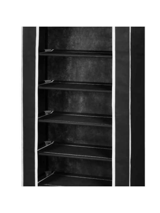 Auduma apavu plaukts ar aizdari 57 x 29 x 162 cm melns