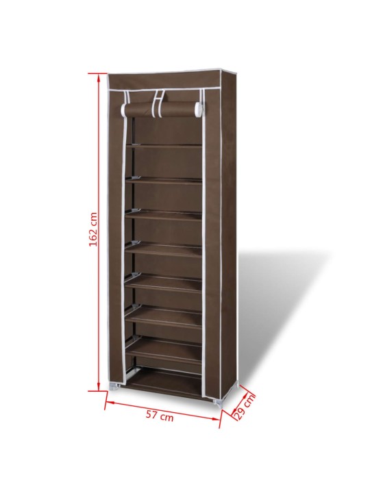 Auduma apavu plaukts 57 x 29 x 162 cm brūns