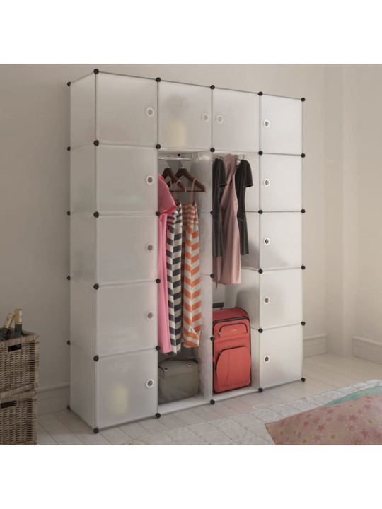 Moduļu skapis ar 14 plauktiem, balts, 37x146x180,5 cm