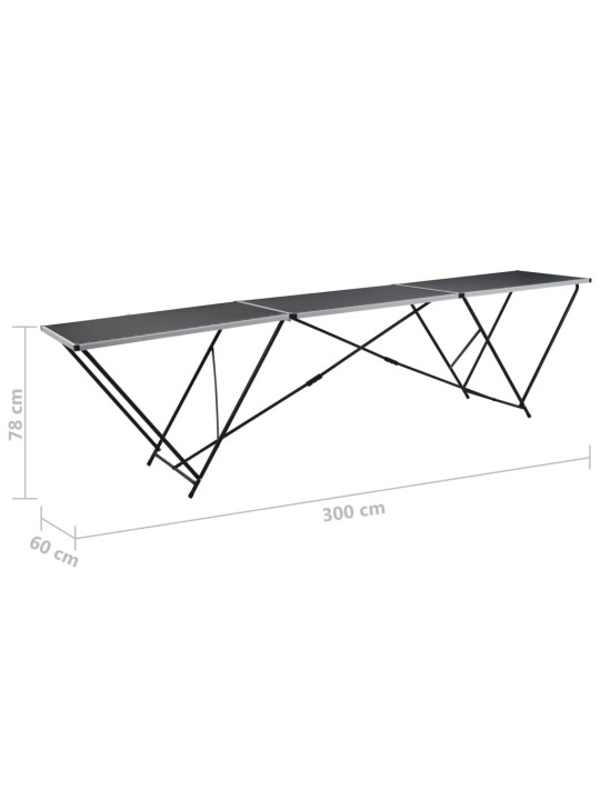 Salokāms galds līmēšanai, 300x60x78 cm, mdf, alumīnijs