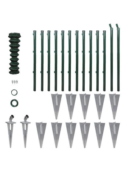 Stiepļu žogs ar stabiem, mietiņiem, tērauds, 1,0x25 m