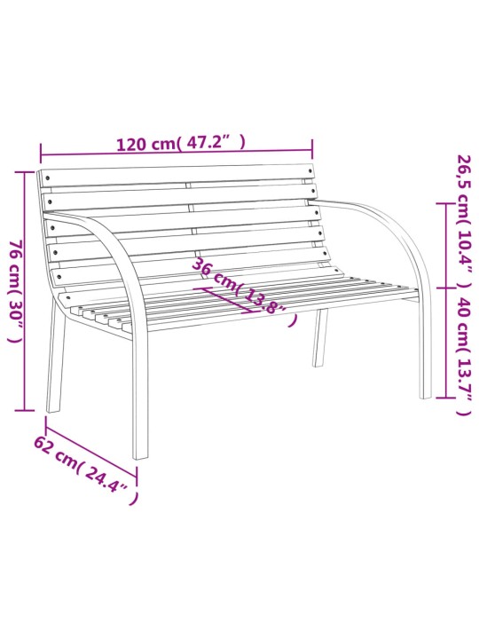 Dārza sols, 120 cm, koks un dzelzs