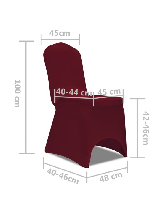 Elastīgs krēsla pārklājs burgundijas vīna krāsā 6 gab.