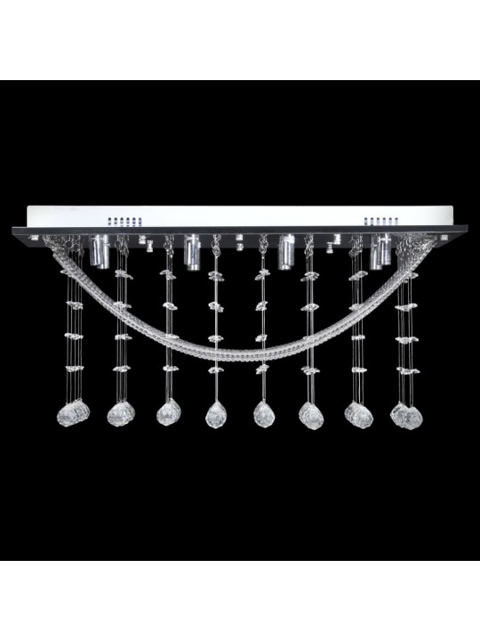 Griestu lampa ar mirdzošām kristālu pērlītēm, balta, 8xg9, 29 cm