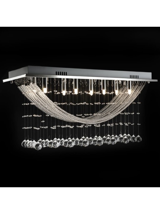 Griestu lampa ar mirdzošām kristālu pērlītēm, balta, 8xg9, 29 cm
