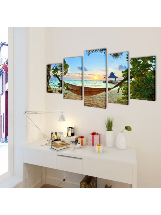 Modulārā foto glezna pludmale ar šūpuļtīklu 100 x 50 cm