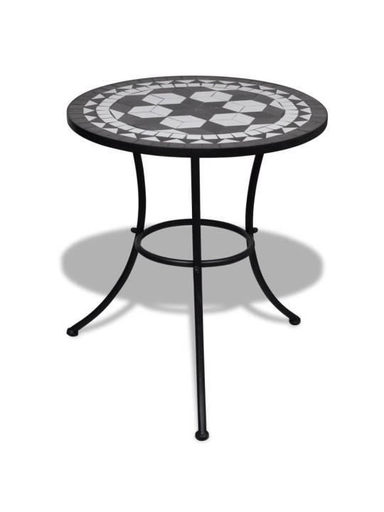 Bistro galds, 60 cm, melna un balta mozaīka