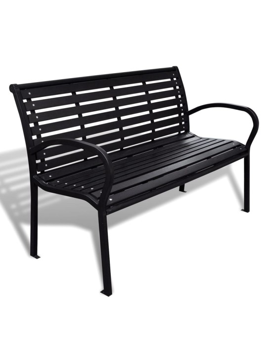 Dārza sols, 125 cm, tērauds un wpc, melns