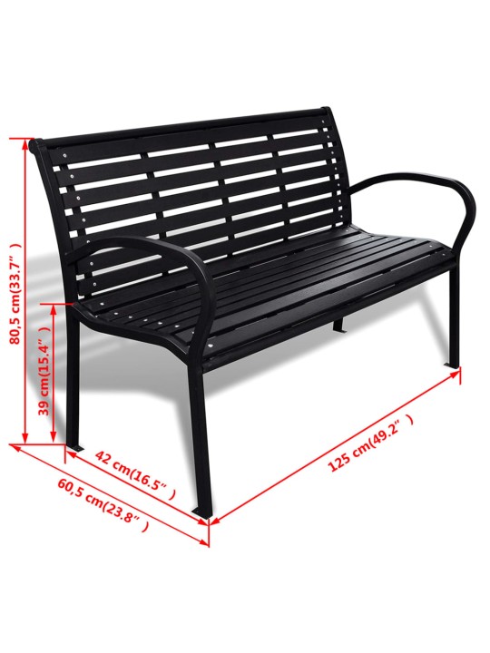 Dārza sols, 125 cm, tērauds un wpc, melns