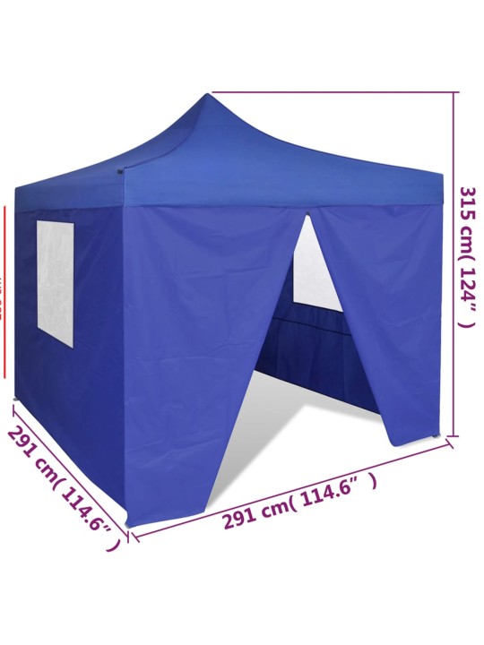 Saliekama telts, 3x3 m, 4 sienas, zila