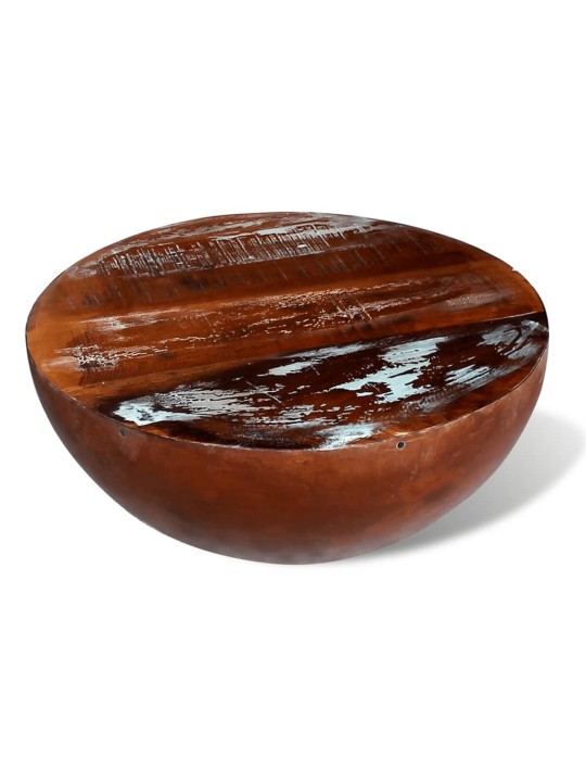 Kafijas galdiņš, bļodas forma, tērauda pamatne,pārstrādāts koks