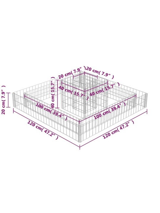Gabions, cinkots tērauds, 120x120x20 cm