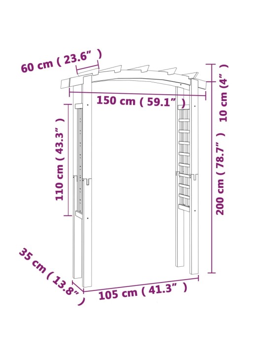 Špaleru arka, 150x60x210 cm, koks