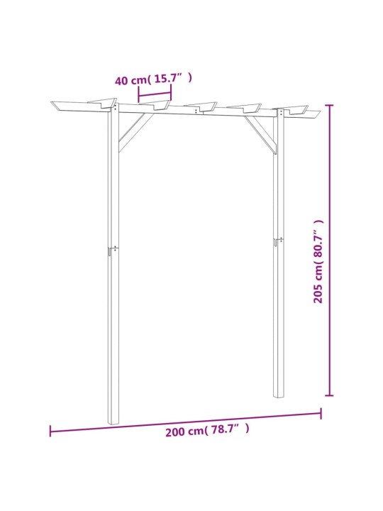 Dārza pergola, 205x40x203 cm, koks