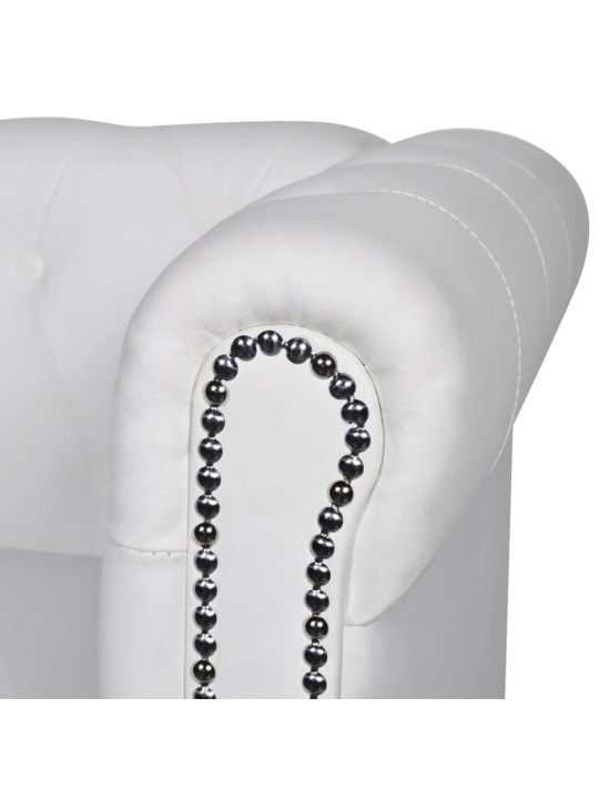 Chesterfield dīvāns, divvietīgs, balta mākslīgā āda
