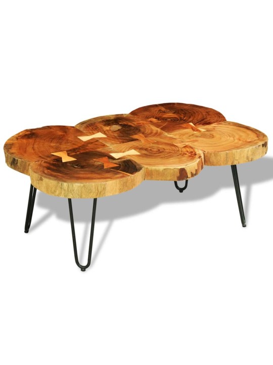 Kafijas galdiņš, 35 cm, 6 koka ripu dizains, masīvs rožkoks