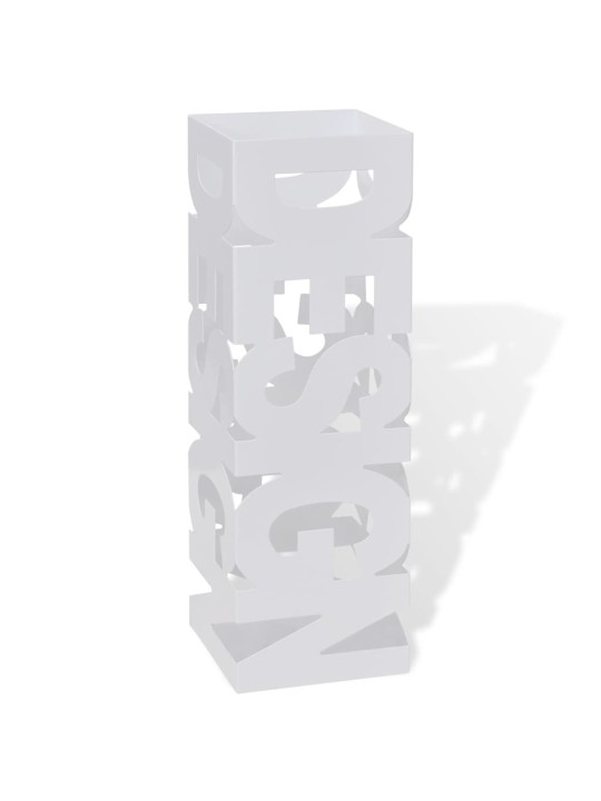 Balts lietussargu un spieķu turētājs, 48,5 cm, četrstūra