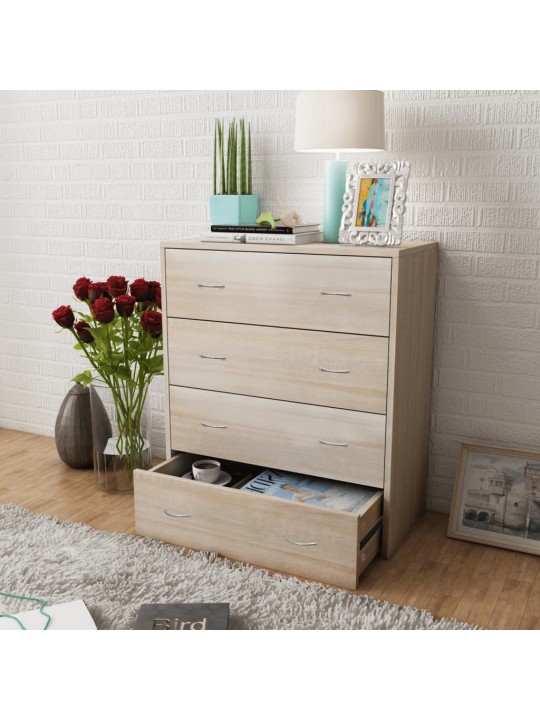 Kumode ar 4 atvilktnēm, 60x30,5x71 cm, ozolkoka krāsa