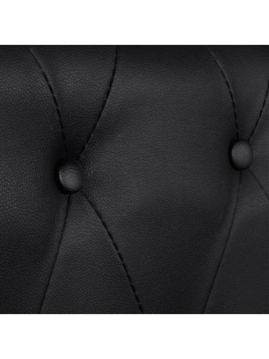 Chesterfield dīvānu komplekts, melna mākslīgā āda