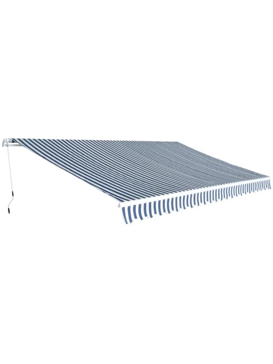 Manuāli regulējama markīze, 500 cm, zila ar baltu