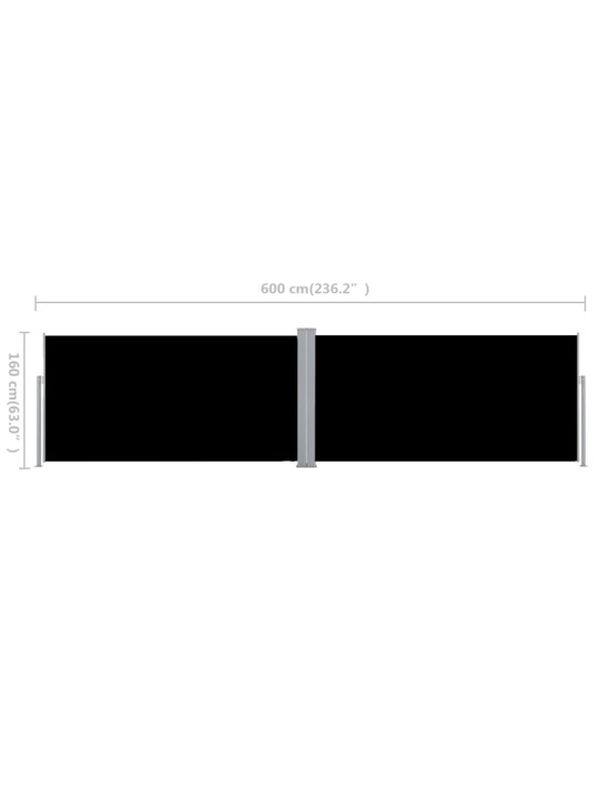 Izvelkams sānu aizslietnis, melns, 160x600 cm