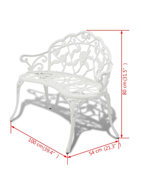 Dārza sols, 100 cm, liets alumīnijs, balts
