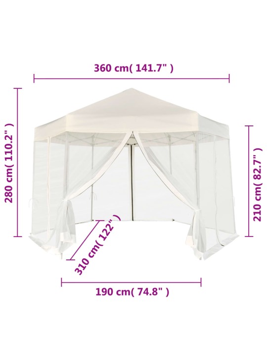 Nojume ar 6 sānu sienām, ātri uzstādāma, 3,6x3,1 m, krēmbalta
