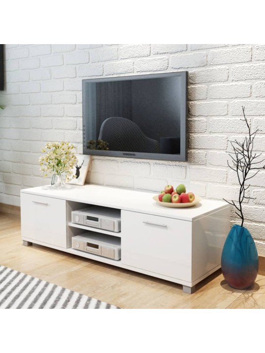 Tv skapītis, spīdīgi balts, 120x40,5x35 cm