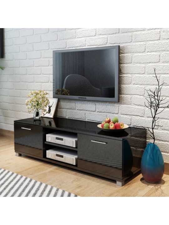 Tv skapītis, spīdīgi melns, 120x40,5x35 cm