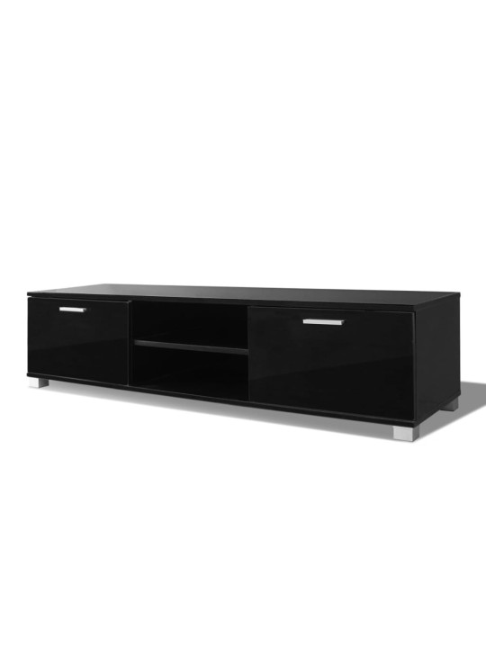 Tv galdiņš, spīdīgi melns, 140x40,5x35 cm