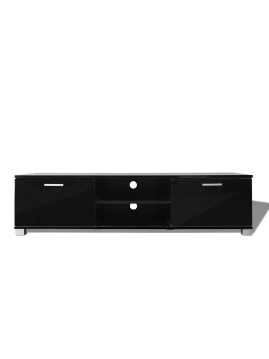 Tv galdiņš, spīdīgi melns, 140x40,5x35 cm