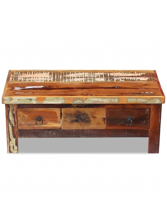 Kafijas galdiņš ar atvilktnēm, pārstrādāts koks, 90x45x35 cm