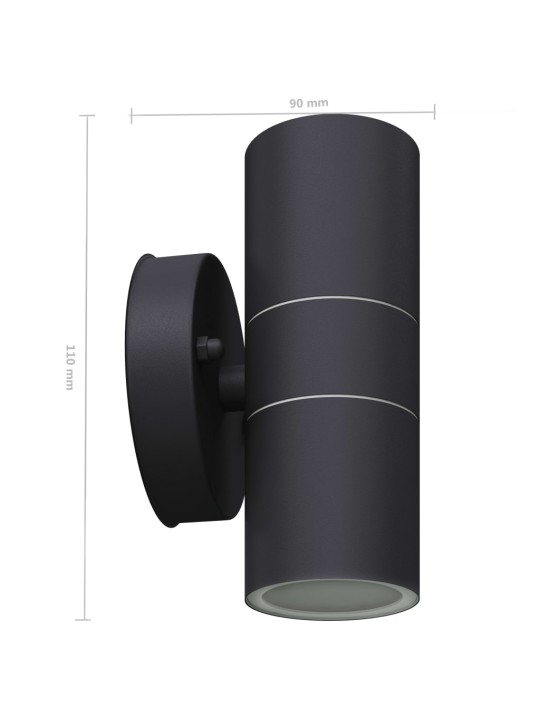Āra led sienas lampa, 2 gab., divvirzienu, nerūsējošais tērauds