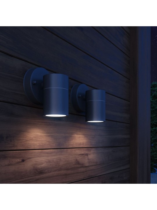 Āra sienas lampa, 2 gab., nerūsējošs tērauds, vērsta uz leju