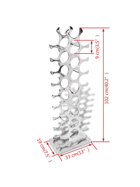 Alumīnija vīna plaukts 27 pudelēm, sudraba