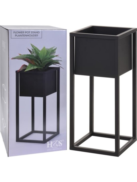 H&s collection puķu pods uz statīva, metāls, melns, 50 cm