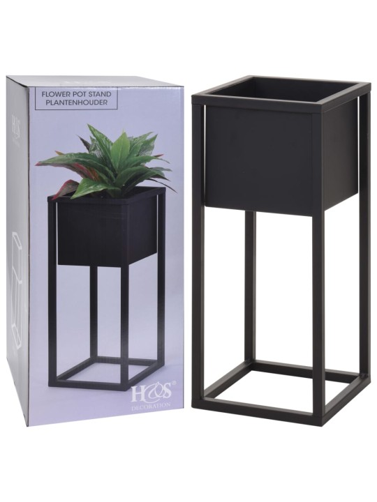 H&s collection puķu pods uz statīva, metāls, melns, 50 cm