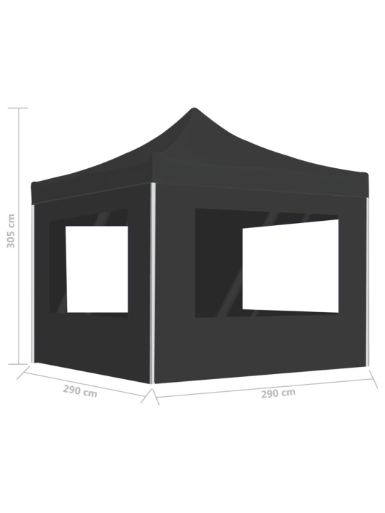 Saliekama nojume ar sienām, 3x3m, alumīnijs, antracītpelēka