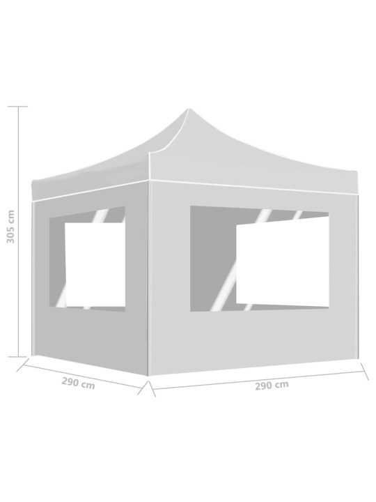Saliekama nojume ar sānu sienām, 3x3 m, alumīnijs, balta