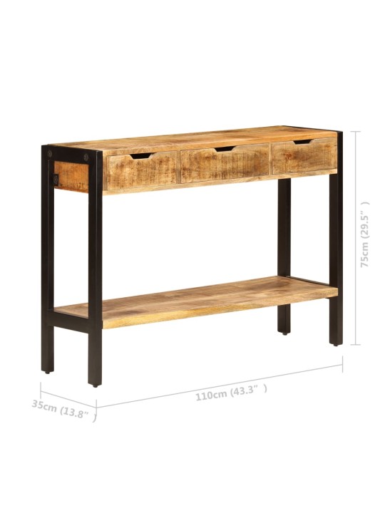 Kumode ar 3 atvilktnēm, 110x35x75 cm, mango masīvkoks